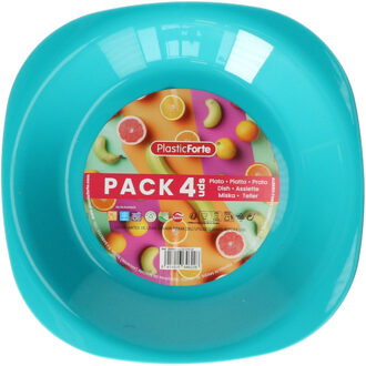 Verjaardag/kinder/camping borden - 4x stuks - Dia 21 cm - blauw - kunststof - onbreekbaar