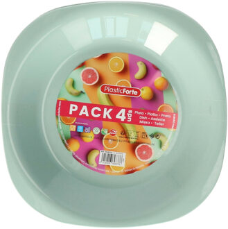 Verjaardag/kinder/camping borden - 4x stuks - Dia 21 cm - mintgroen - kunststof - onbreekbaar