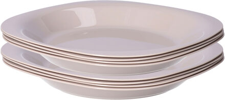 Verjaardag/kinder/camping borden - 8x stuks - Dia 21 cm - beige - kunststof - onbreekbaar