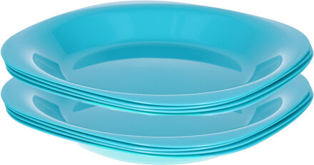 Verjaardag/kinder/camping borden - 8x stuks - Dia 21 cm - blauw - kunststof - onbreekbaar