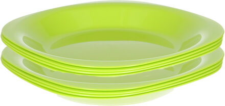 Verjaardag/kinder/camping borden - 8x stuks - Dia 21 cm - limegroen - kunststof - onbreekbaar
