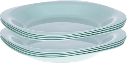 Verjaardag/kinder/camping borden - 8x stuks - Dia 21 cm - mintgroen - kunststof - onbreekbaar