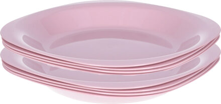 Verjaardag/kinder/camping borden - 8x stuks - Dia 21 cm - roze - kunststof - onbreekbaar