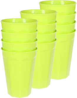 Verjaardag/kinder/camping drink bekers - 12x stuks - 300 ML - limegroen - kunststof - onbreekbaar