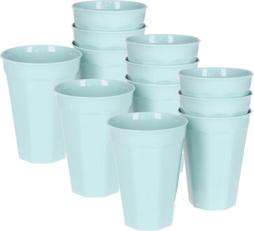 Verjaardag/kinder/camping drink bekers - 12x stuks - 300 ML - mintgroen - kunststof - onbreekbaar