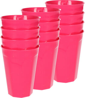 Verjaardag/kinder/camping drink bekers - 12x stuks - 300 ML - roze - kunststof - onbreekbaar