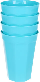 Verjaardag/kinder/camping drink bekers - 4x stuks - 300 ML - blauw - kunststof - onbreekbaar