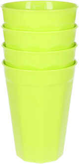 Verjaardag/kinder/camping drink bekers - 4x stuks - 300 ML - limegroen - kunststof - onbreekbaar