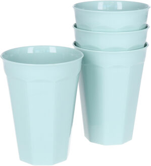 Verjaardag/kinder/camping drink bekers - 4x stuks - 300 ML - mintgroen - kunststof - onbreekbaar