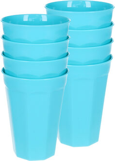Verjaardag/kinder/camping drink bekers - 8x stuks - 300 ML - blauw - kunststof - onbreekbaar