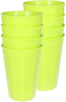 Verjaardag/kinder/camping drink bekers - 8x stuks - 300 ML - limegroen - kunststof - onbreekbaar