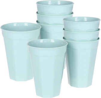 Verjaardag/kinder/camping drink bekers - 8x stuks - 300 ML - mintgroen - kunststof - onbreekbaar