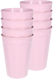 Verjaardag/kinder/camping drink bekers - 8x stuks - 300 ML - roze - kunststof - onbreekbaar