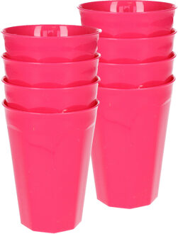 Verjaardag/kinder/camping drink bekers - 8x stuks - 300 ML - roze - kunststof - onbreekbaar