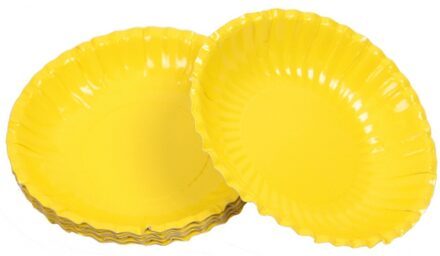 Verjaardag/Party serveerschaaltjes karton geel 16 cm - feestschaaltjes