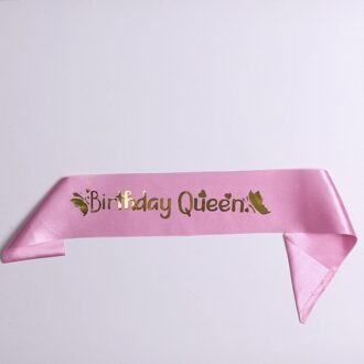 Verjaardag Queen Glitter Satin Sash Mermaid Verjaardag Meisje Linten Schoudergordel Feestartikelen Mode Decoratie Accessoires Roze