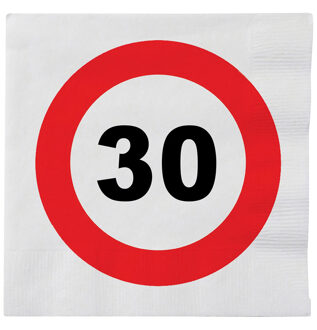 Verjaardag servetten verkeersbord 30 jaar - 64x - 33 x 33 cm - Leeftijd thema feest servetten