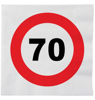Verjaardag servetten verkeersbord 70 jaar - 16x - 33 x 33 cm - Leeftijd thema feest servetten