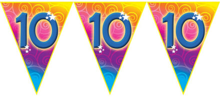 Verjaardag thema 10 jaar geworden feest vlaggenlijn van 5 meter Multi