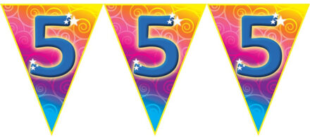 Verjaardag vlaggenlijn - 5 jaar - 5 meter - leeftijd vlaggetjes - kunststof Multi