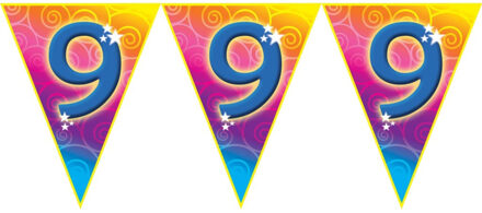 Verjaardag vlaggenlijn - 9 jaar - 5 meter - leeftijd vlaggetjes - kunststof