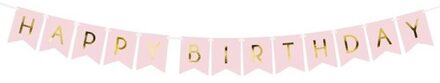 Verjaardags feest slinger - Happy Birthday - roze/goud - 1,75 meter - feest slinger