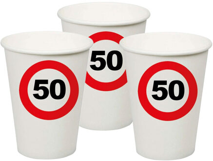 Verjaardagsfeest leeftijd bekertjes 50 jaar - 32x stuks - papier - leeftijd stopbord - Abraham/Sarah