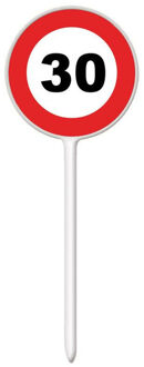 Verjaardagsfeest leeftijd cocktailprikkers - 30 jaar - 12x stuks - thema stopbord - hapjes prikker