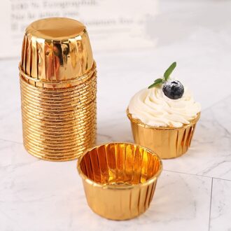 Verjaardagsfeestje 50 Stks/pak Muffin Cupcake Liner Cake Wrappers Bakken Cup Lade Cake Paper Cups Gebak Gereedschappen Feestartikelen gouden