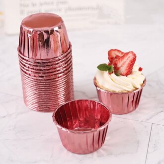 Verjaardagsfeestje 50 Stks/pak Muffin Cupcake Liner Cake Wrappers Bakken Cup Lade Cake Paper Cups Gebak Gereedschappen Feestartikelen roos poeder