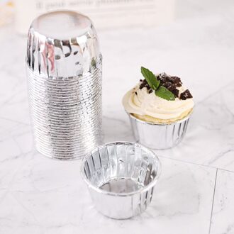 Verjaardagsfeestje 50 Stks/pak Muffin Cupcake Liner Cake Wrappers Bakken Cup Lade Cake Paper Cups Gebak Gereedschappen Feestartikelen zilverachtig