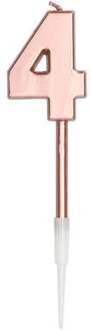Verjaardagskaars Metallic 4 Jaar 14 Cm Wax Roségoud