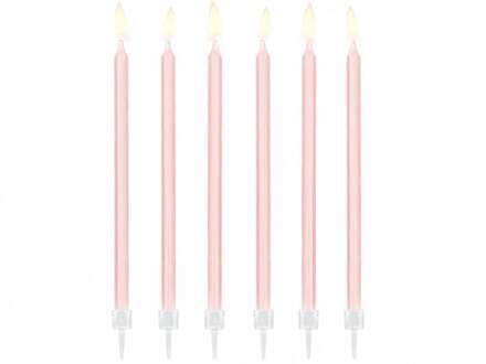 Verjaardagskaarsjes licht roze (12 stuks)