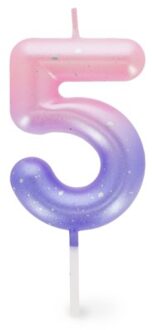 verjaardagskaarsjes nummers roze / paars - 5