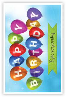 Verjaardagskaart 'Happy Birthday' Ballonnen Multikleur - Print