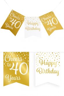 Verjaardagsslinger Vaandel 40 Jaar Goud/Wit (6m) Multikleur - Print