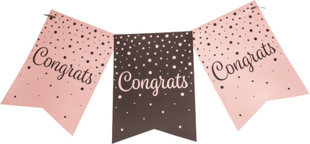 Verjaardagsslinger Vaandel 'Congrats' Roze/Zwart Zwart, Roze
