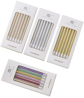 Verjaardagstaart Kaars Decoratie Gouden Zilveren Bakken Party Draad Plating Korte Gekleurde Slim Potlood Kaars zilver 6stk