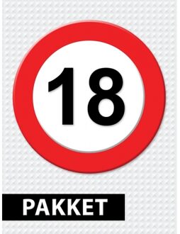 Verkeersbord 18 jaar versiering pakket - Feestpakketten