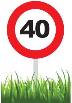 Verkeersbord 40 jaar tuin 36cm Rood - Zalm