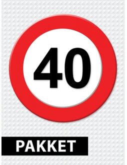 Verkeersbord 40 jaar versiering pakket - Feestpakketten