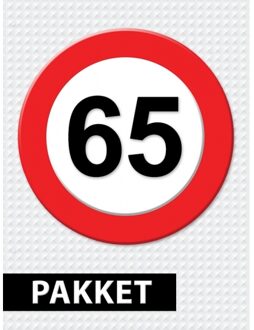 Verkeersbord 65 jaar versiering pakket - Feestpakketten