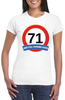 Verkeersbord 71 jaar t-shirt wit dames S