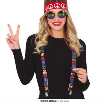 Verkleed accessoire set Hippie - Carnavalskleding - 3-delig - hoofdband/bril/bretels