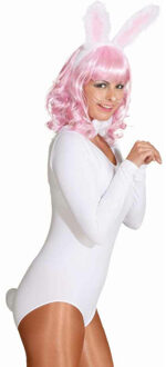 Verkleed accessoire set - Konijn - 3-delig - Wit - polyester - Carnaval verkleedkleding