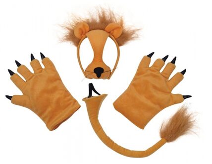 Verkleed accessoire set leeuw - dieren thema verkleedset - 4-delig - voor kinderen