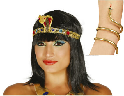 Verkleed accessoire setje Cleopatra - hoofdband en armband goud - Egypte thema party