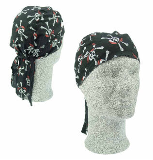 Verkleed Bandana met piraten print - 4x stuks - piraat verkleed hoofddoek/zakdoek - volwassenen - ki