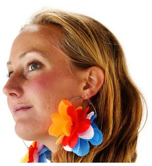 Verkleed bloemen oorbellen - oranje - dames - Holland/Oranje - koningsdag Multi