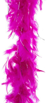 Verkleed boa - fuchsia roze/zilver - veren - 200 cm - Carnaval - verkleedaccessoires